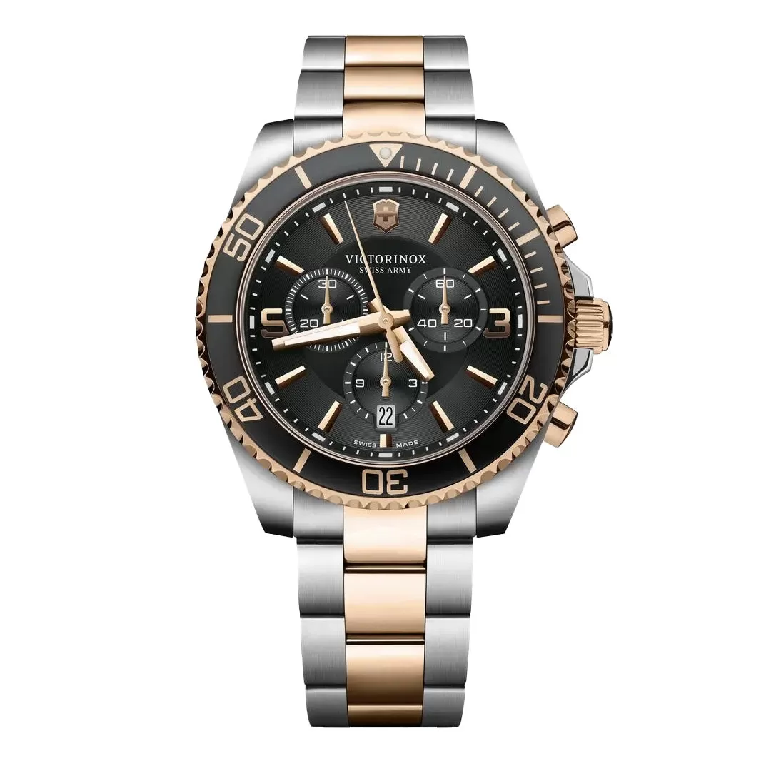 Maverick Chronograph Two-Toned Black Dial with Two-Toned Bracelet