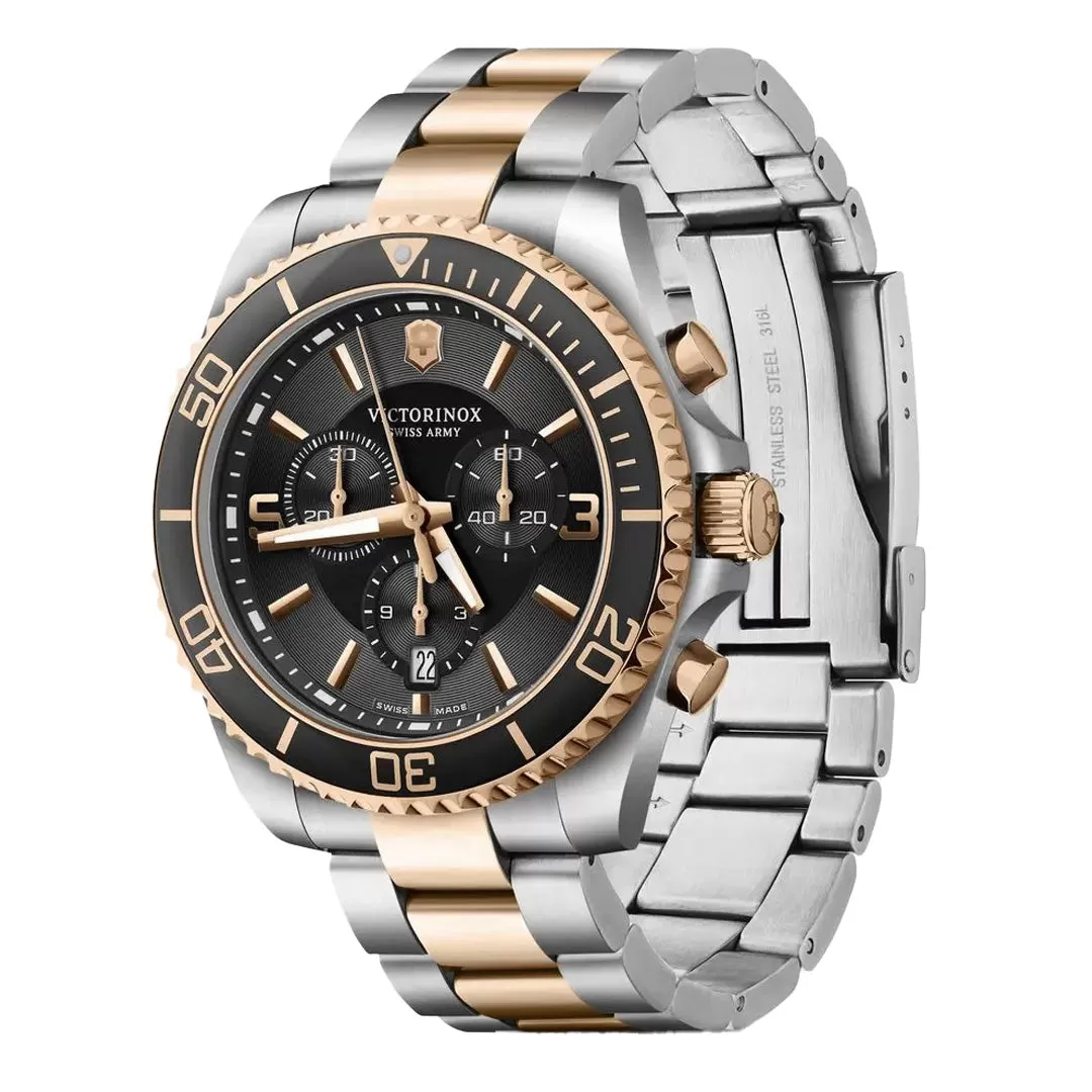 Maverick Chronograph Two-Toned Black Dial with Two-Toned Bracelet