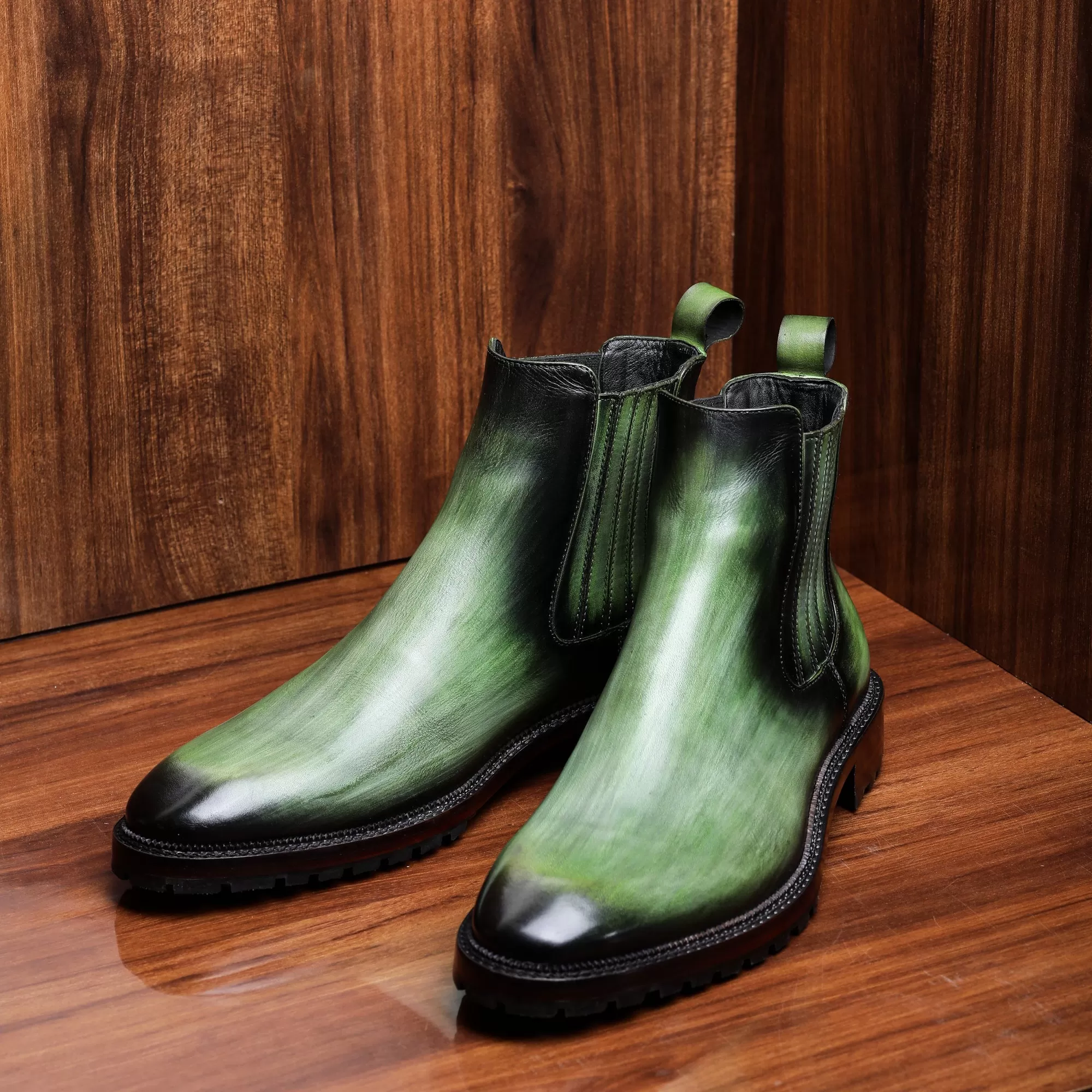 Mens Chelsea Boots- Green