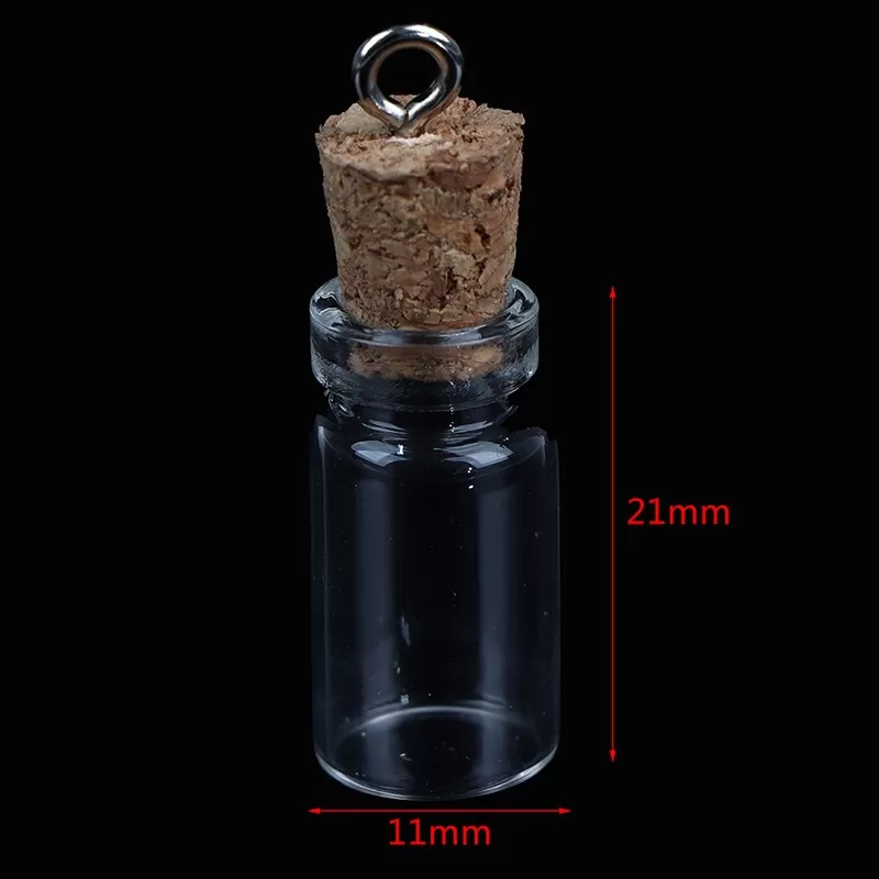 Mini Glass Corked Bottles with Necklace Loop (10Pcs)