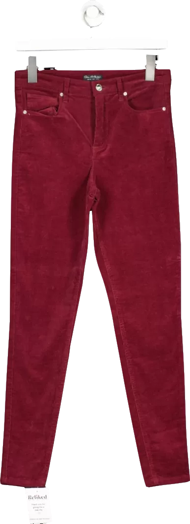 Miss Selfridge Red Skinny Cord Trousers UK 8