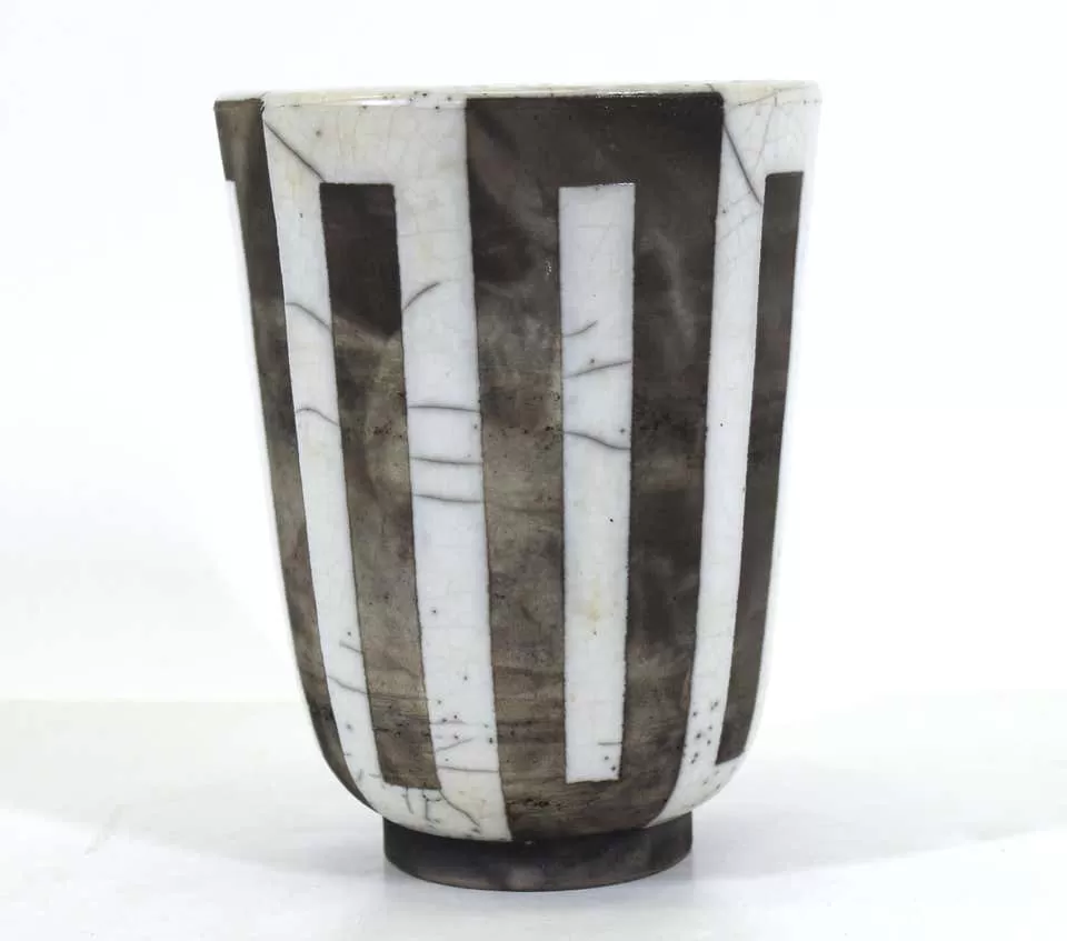 Modern Studio Pottery Vase with Geometric Pattern