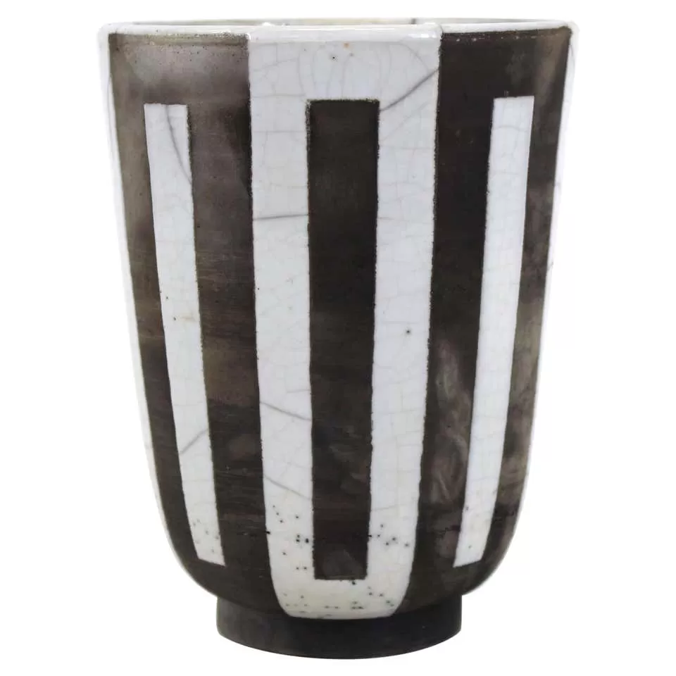 Modern Studio Pottery Vase with Geometric Pattern