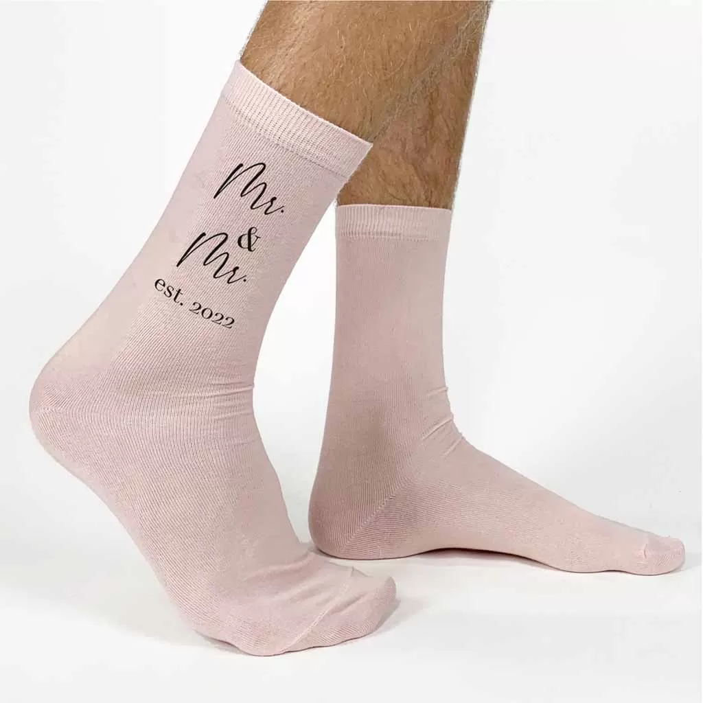 Mr. & Mr. Wedding Socks - Personalized Cotton Socks for Men