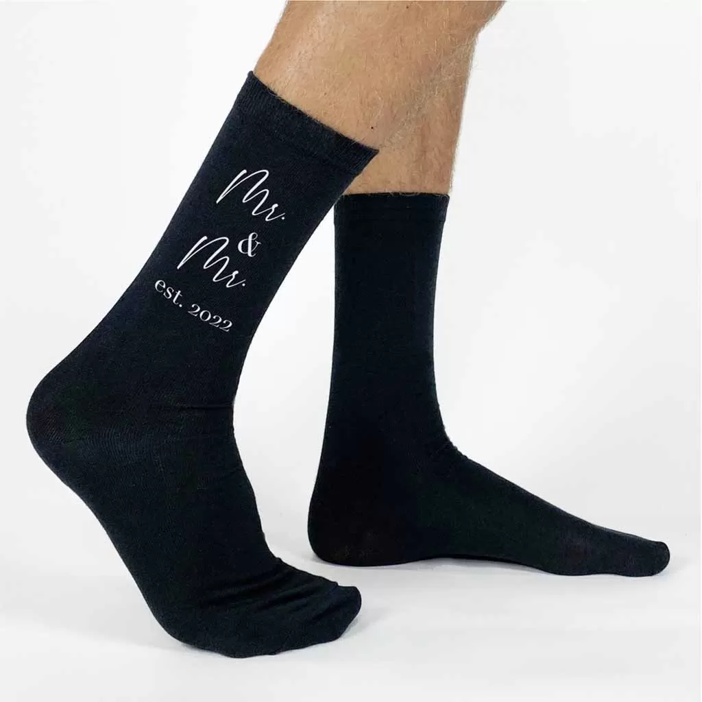 Mr. & Mr. Wedding Socks - Personalized Cotton Socks for Men