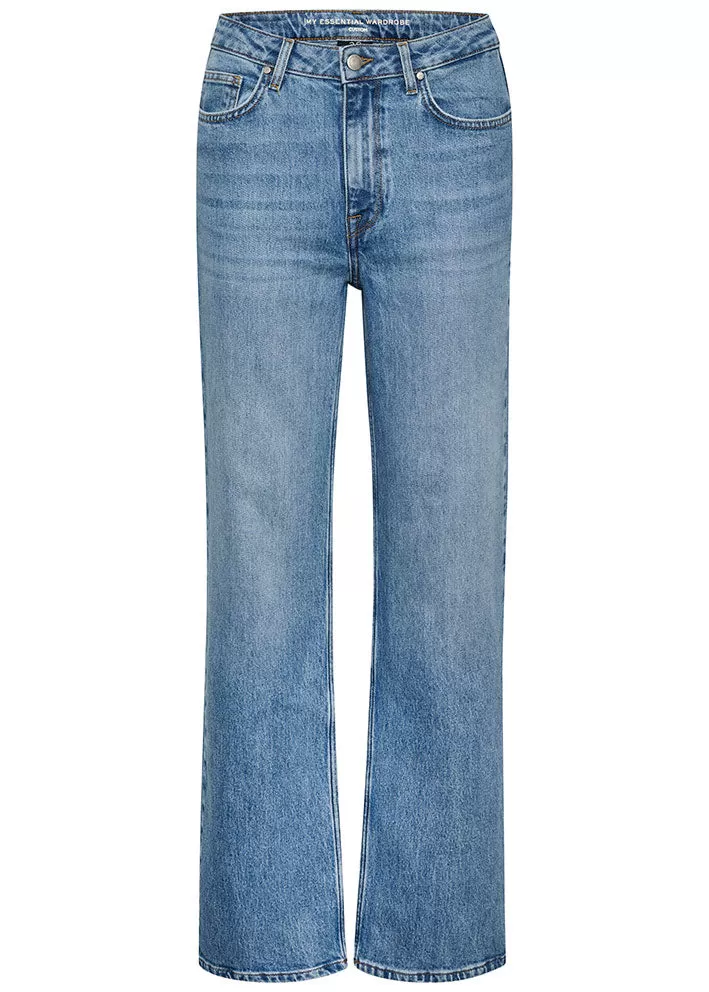 My Essential Wardrobe The Louis High Wide Jeans - Medium Blue Retro Wash