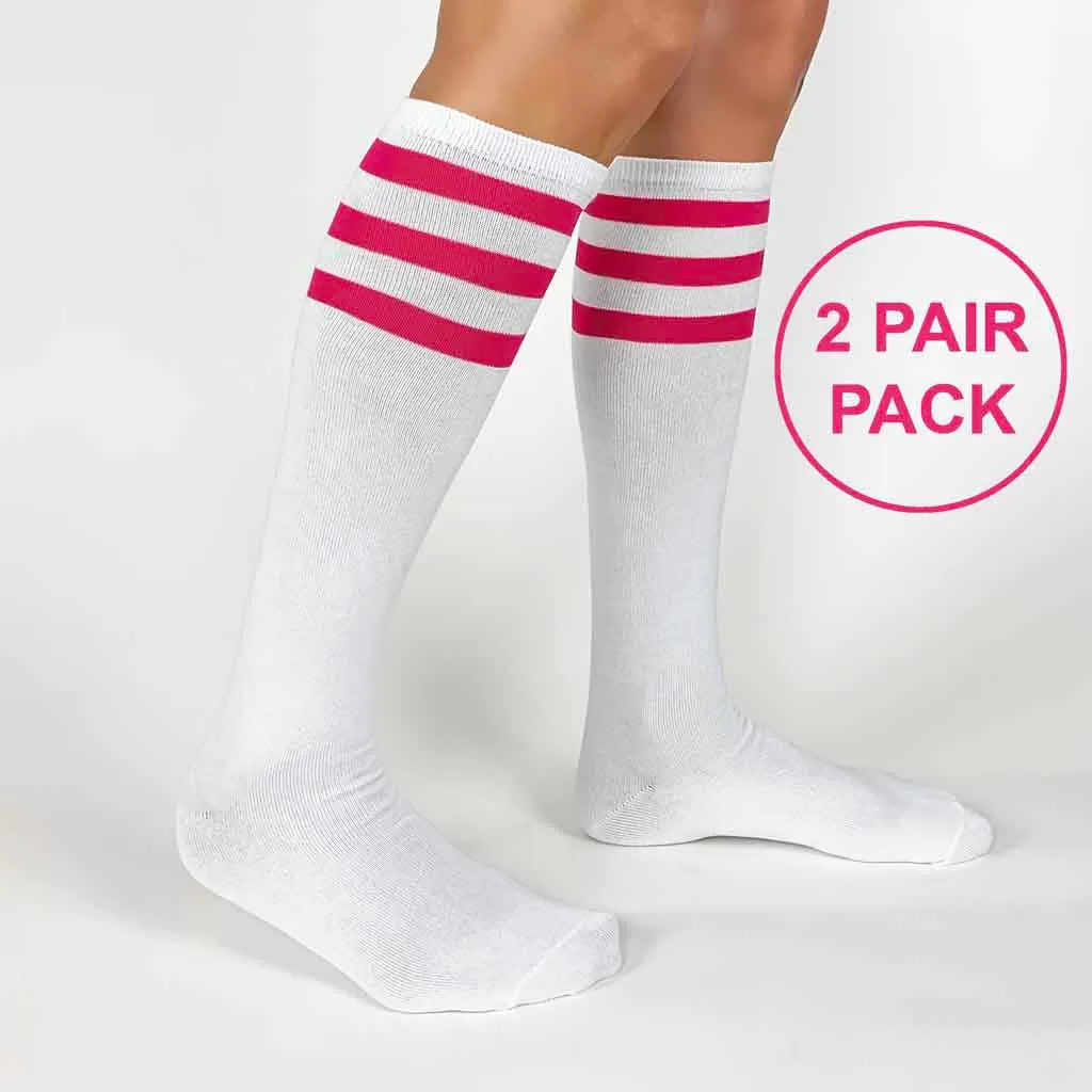 Navy Blue Striped Cotton Knee High Socks on Sale - 2 Pack