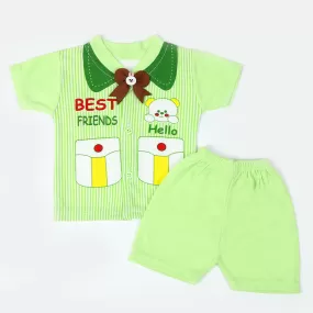 Newborn Boy Half Sleeves Suit - Green