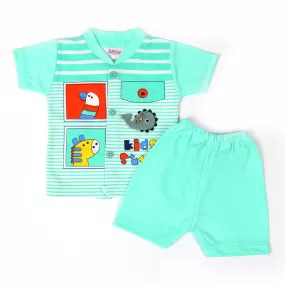 Newborn Boy Half Sleeves Suit - Sea Green