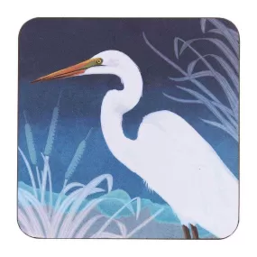 Night Egret Square Coaster - Set of 4