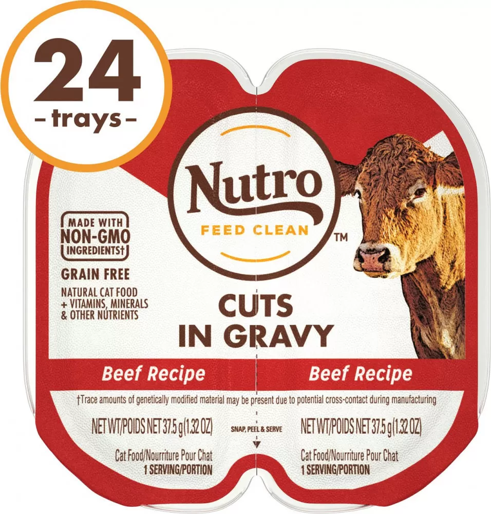 Nutro Perfect Portions Grain Free Cuts In Gravy Real Beef Recipe Wet Cat Food Trays