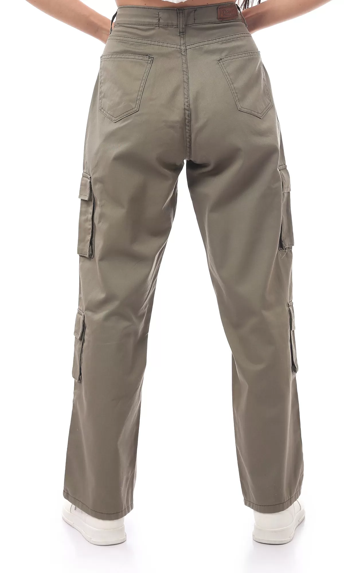 O169944 Olive Green Casual Buttoned Trousers