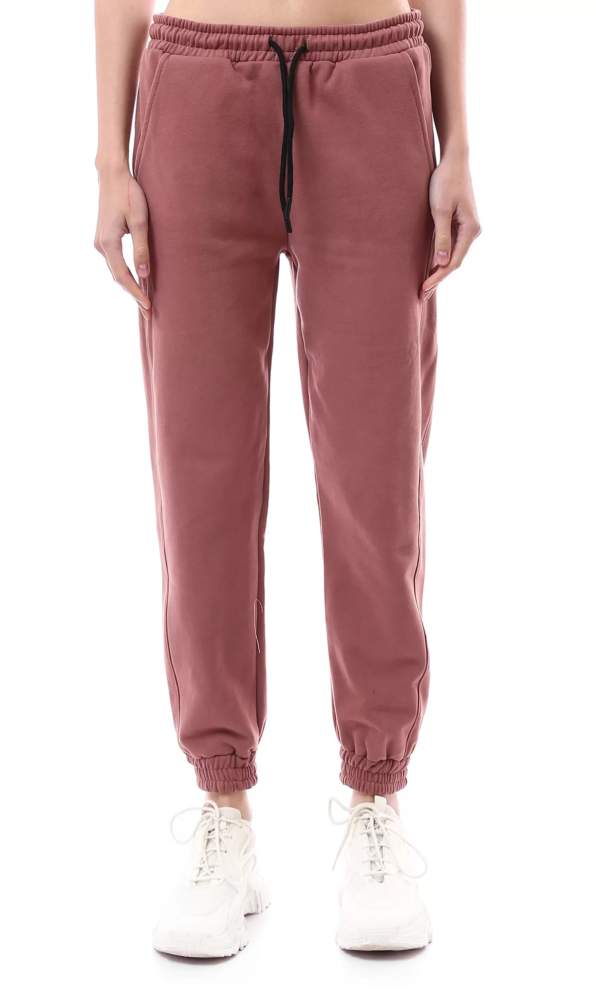 O176753 Dark Nude Pink Coziness Slip On Cotton Jogger Pants