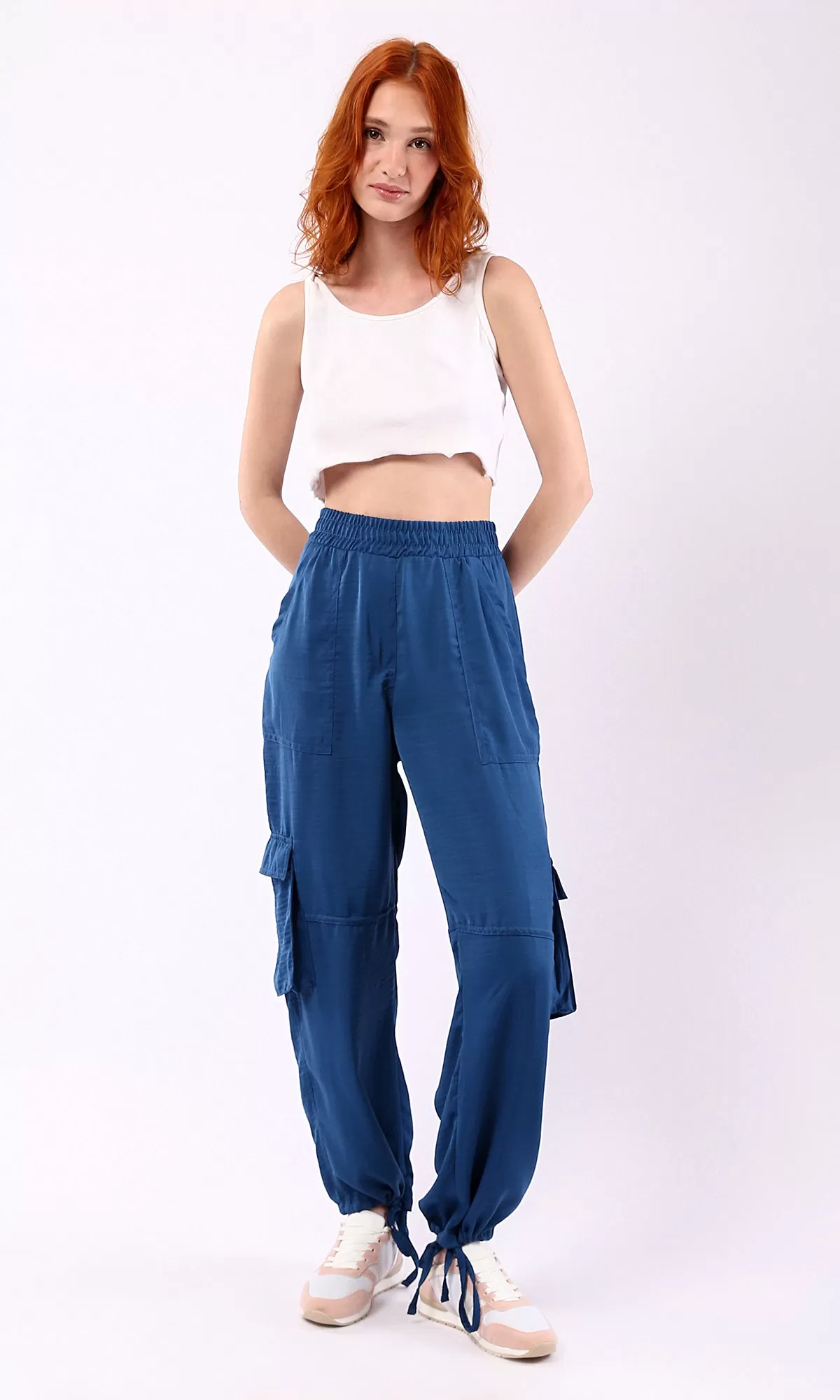 O179140 Casual Comfy Solid Jogger Pants - Petroleum