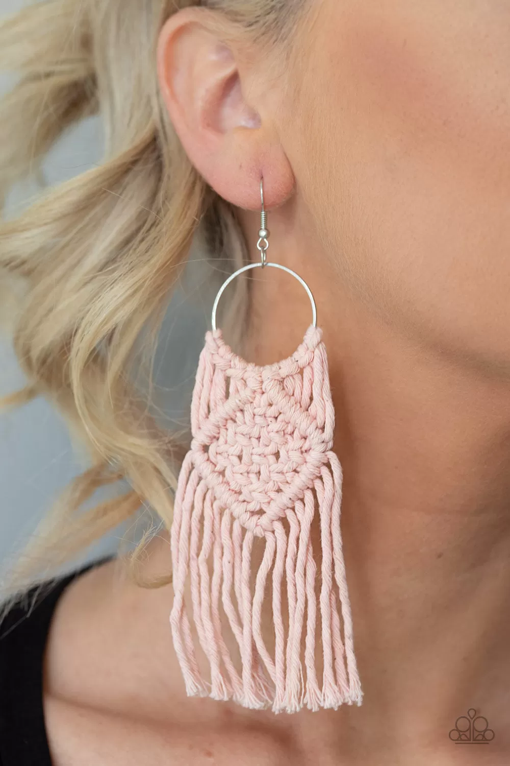 Paparazzi Accessories - Macrame Rainbow - Pink Earrings