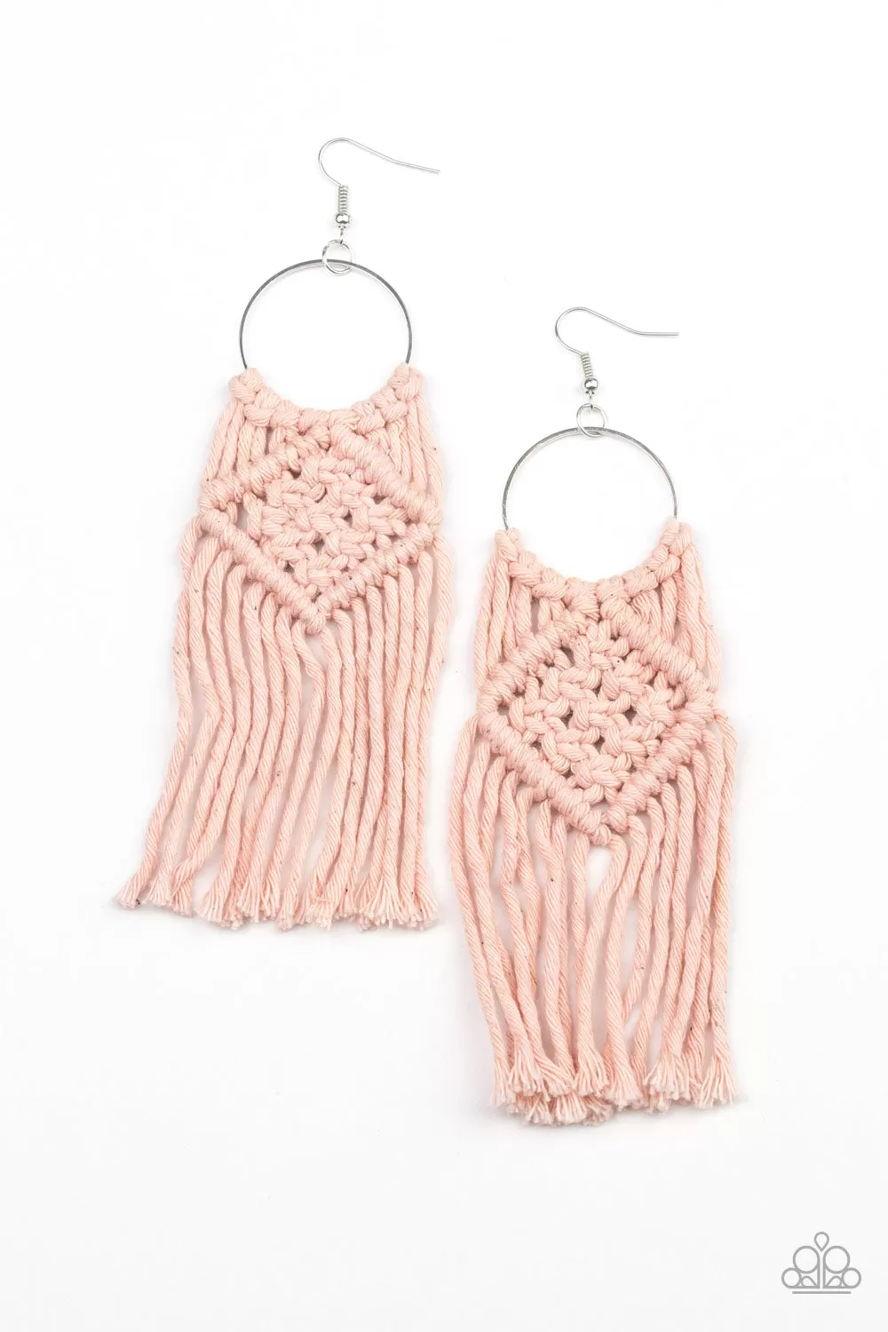 Paparazzi Accessories - Macrame Rainbow - Pink Earrings