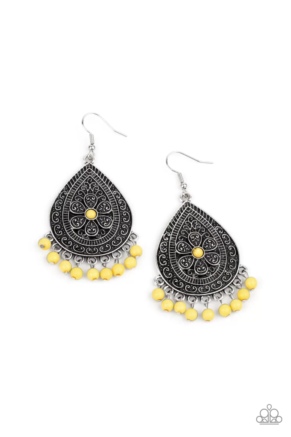 Paparazzi Blossoming Teardrops - Yellow Earrings