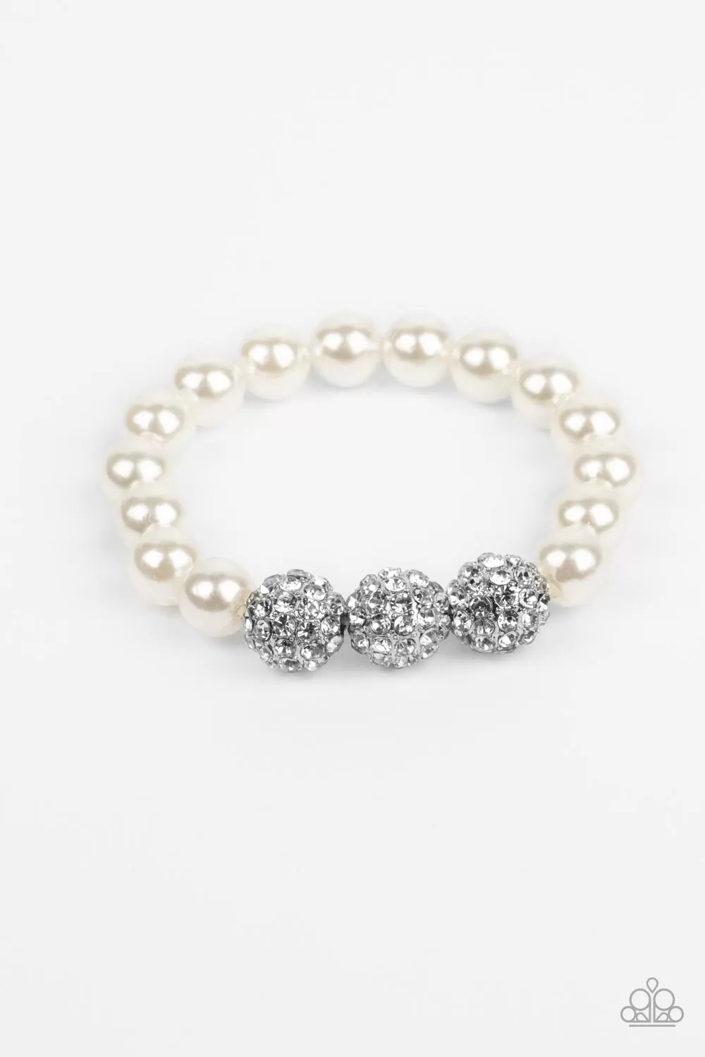 Paparazzi Breathtaking Ball - White Pearls Bracelet