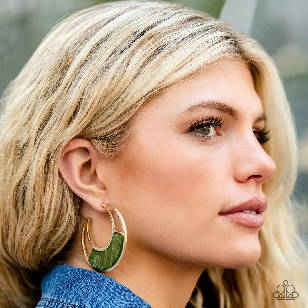 Paparazzi Contemporary Curves - Green Hoop Earrings