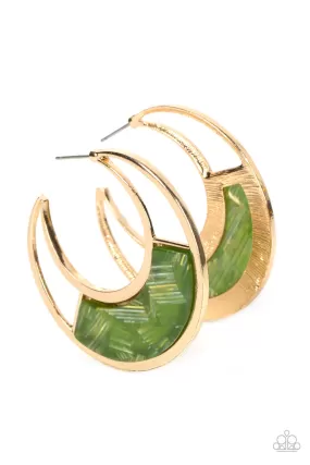 Paparazzi Contemporary Curves - Green Hoop Earrings