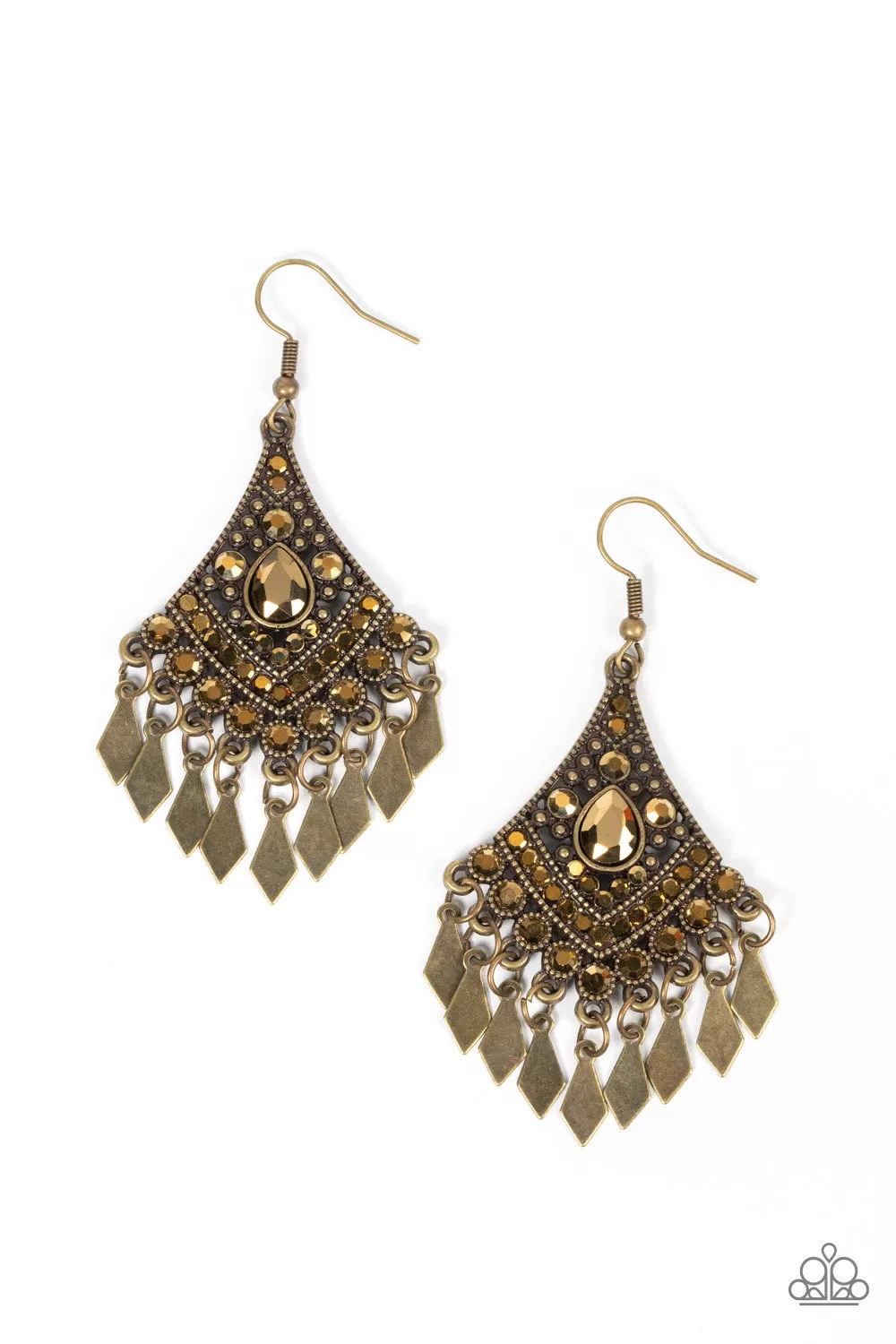 Paparazzi Indie Iridescence - Brass Earrings