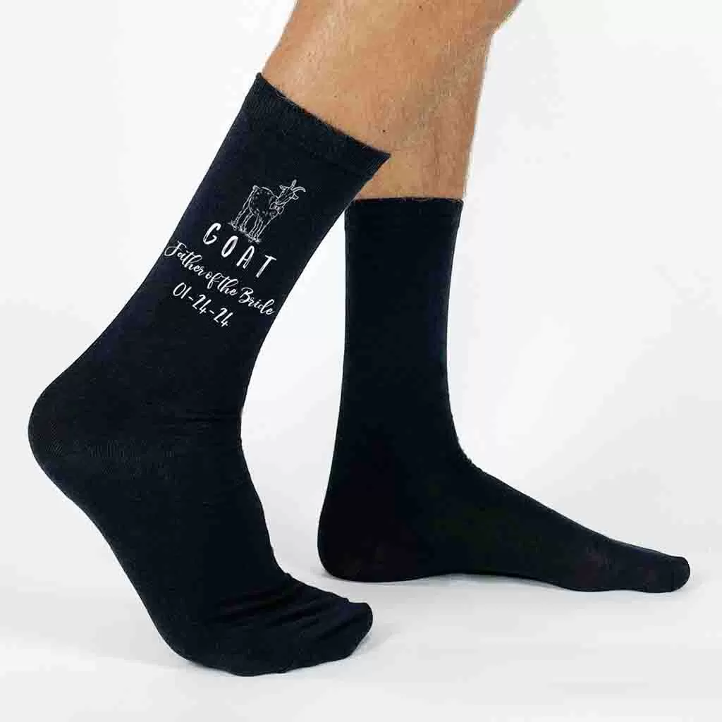 Personalized Wedding Socks for the GOAT Father of the Bride