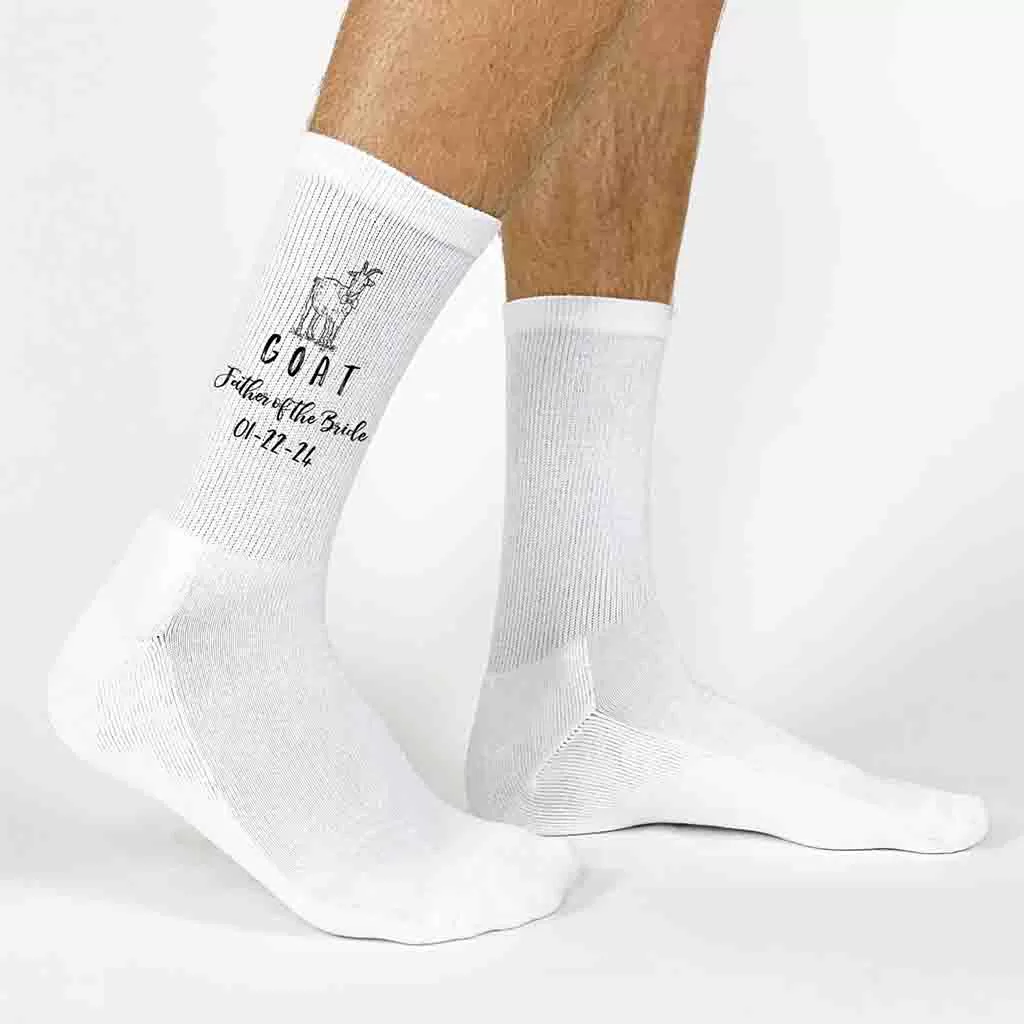 Personalized Wedding Socks for the GOAT Father of the Bride