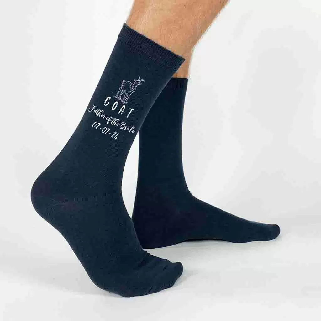 Personalized Wedding Socks for the GOAT Father of the Bride