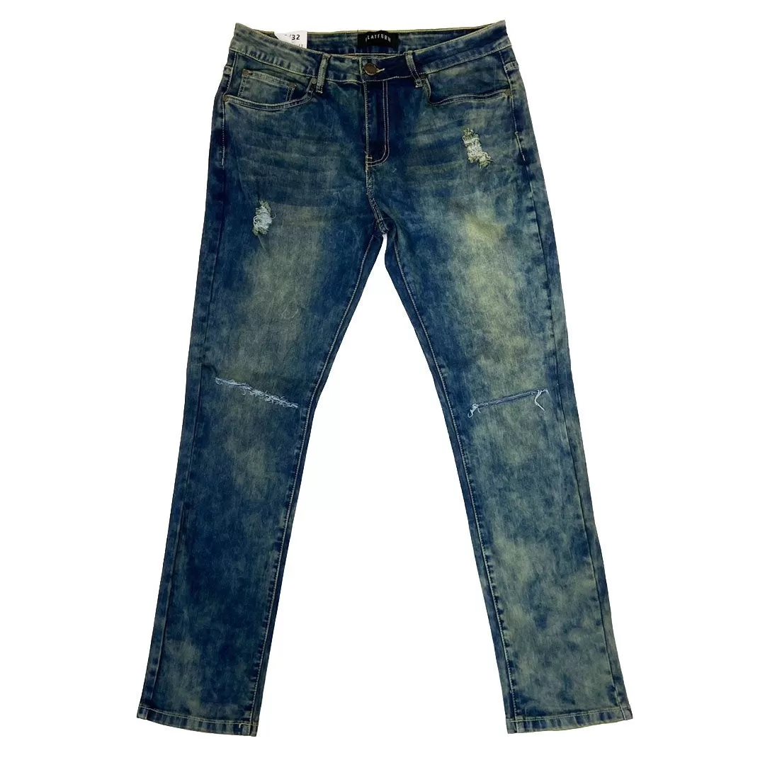 PLATFORM Washed Denim Jeans - Bleach