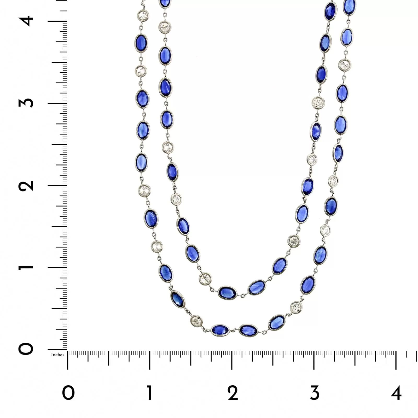 Platinum Blue Sapphire and Diamonds By The Yard Necklace