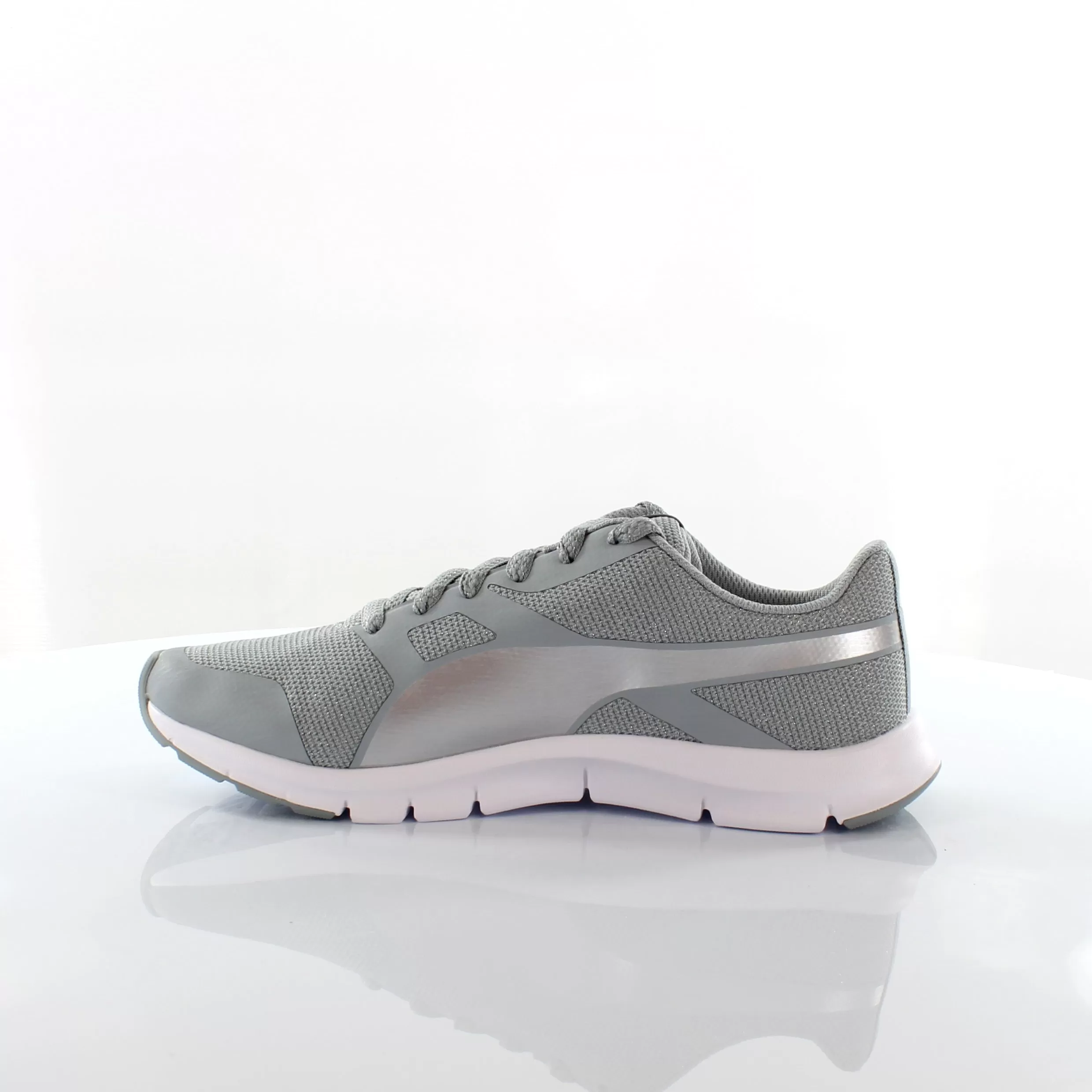 Puma Flexracer Gleam Sparkly Lace Up Womens Silver Sport Trainers 361649 02