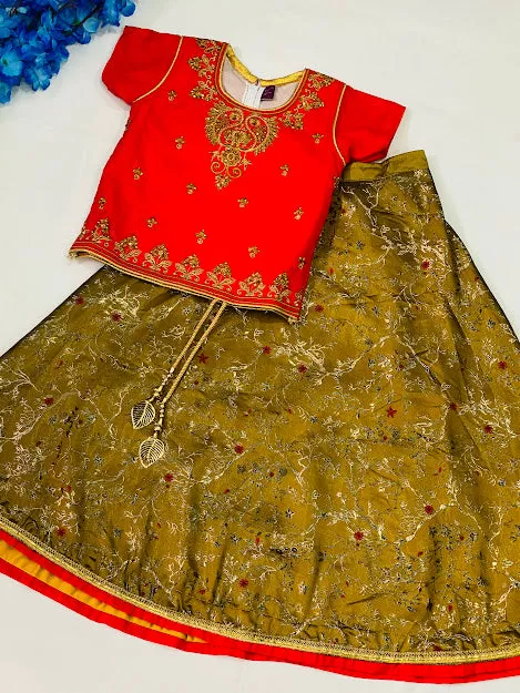 Ravishing Red Color Girls Lehenga Choli With Embroidery Work