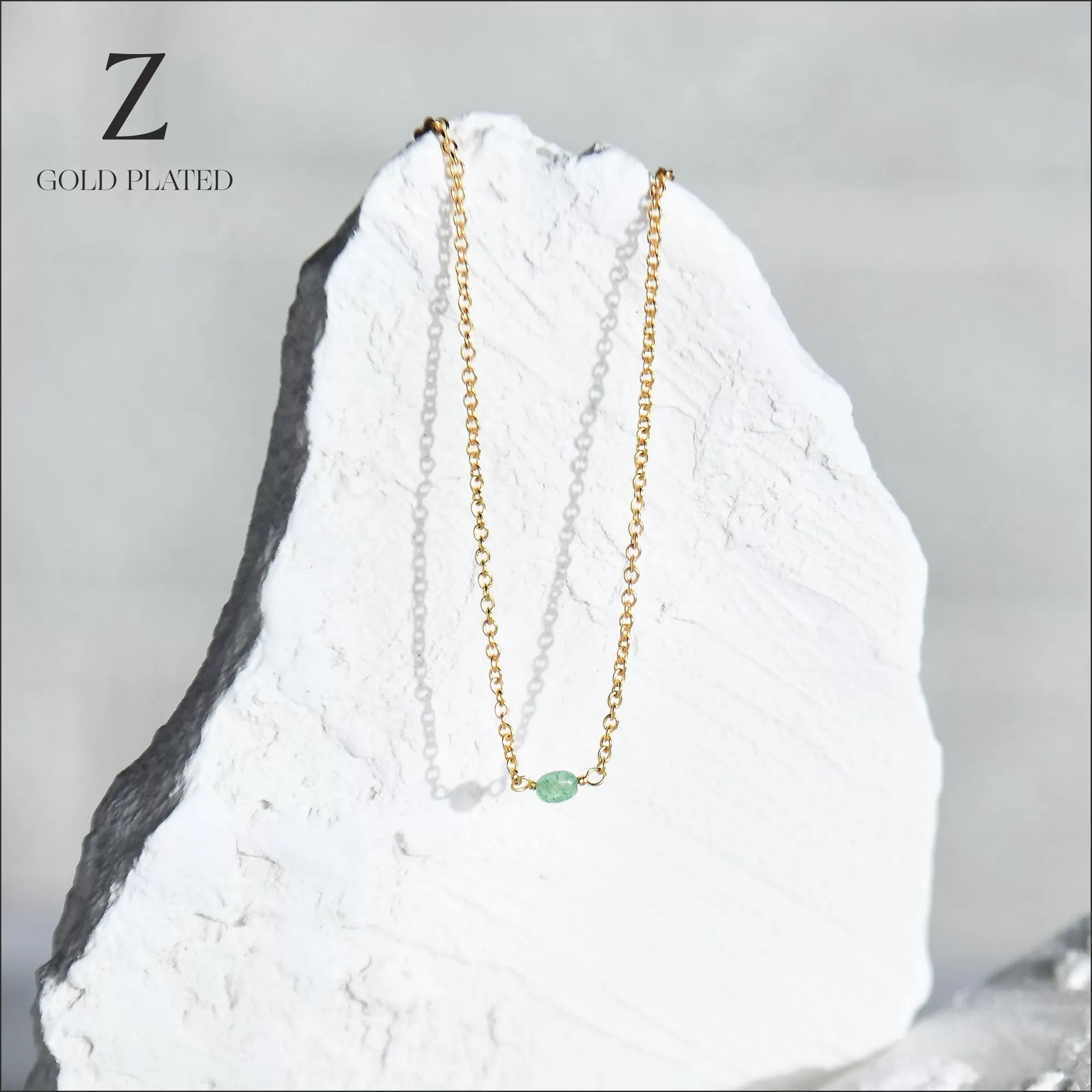 Real Gold Plated Z Molten Station Necklace