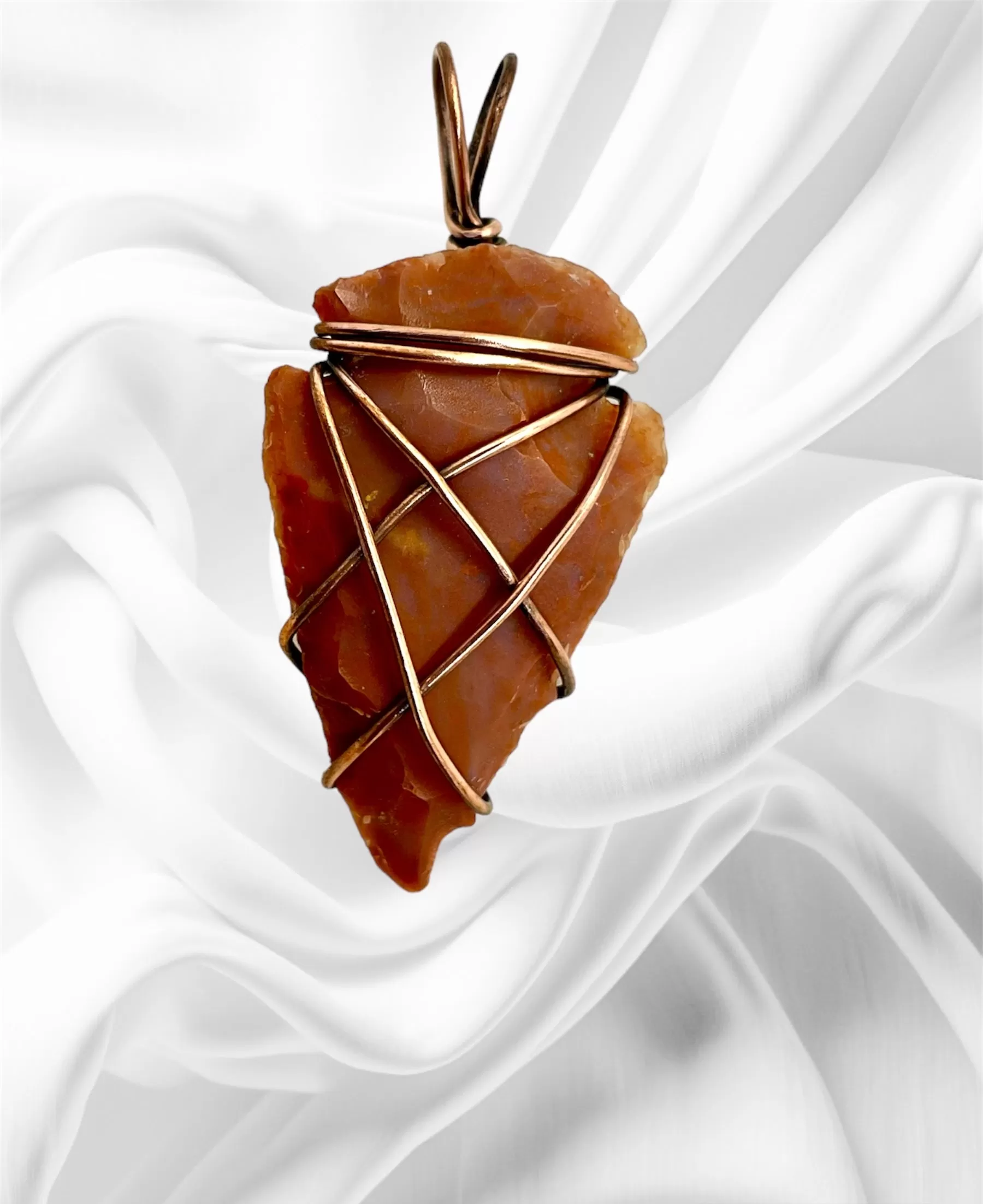 Red Jasper Arrowhead Wire Wrapped Pendant