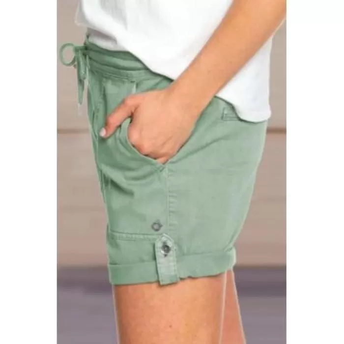 Relaxed Tab Side Shorts - Sage