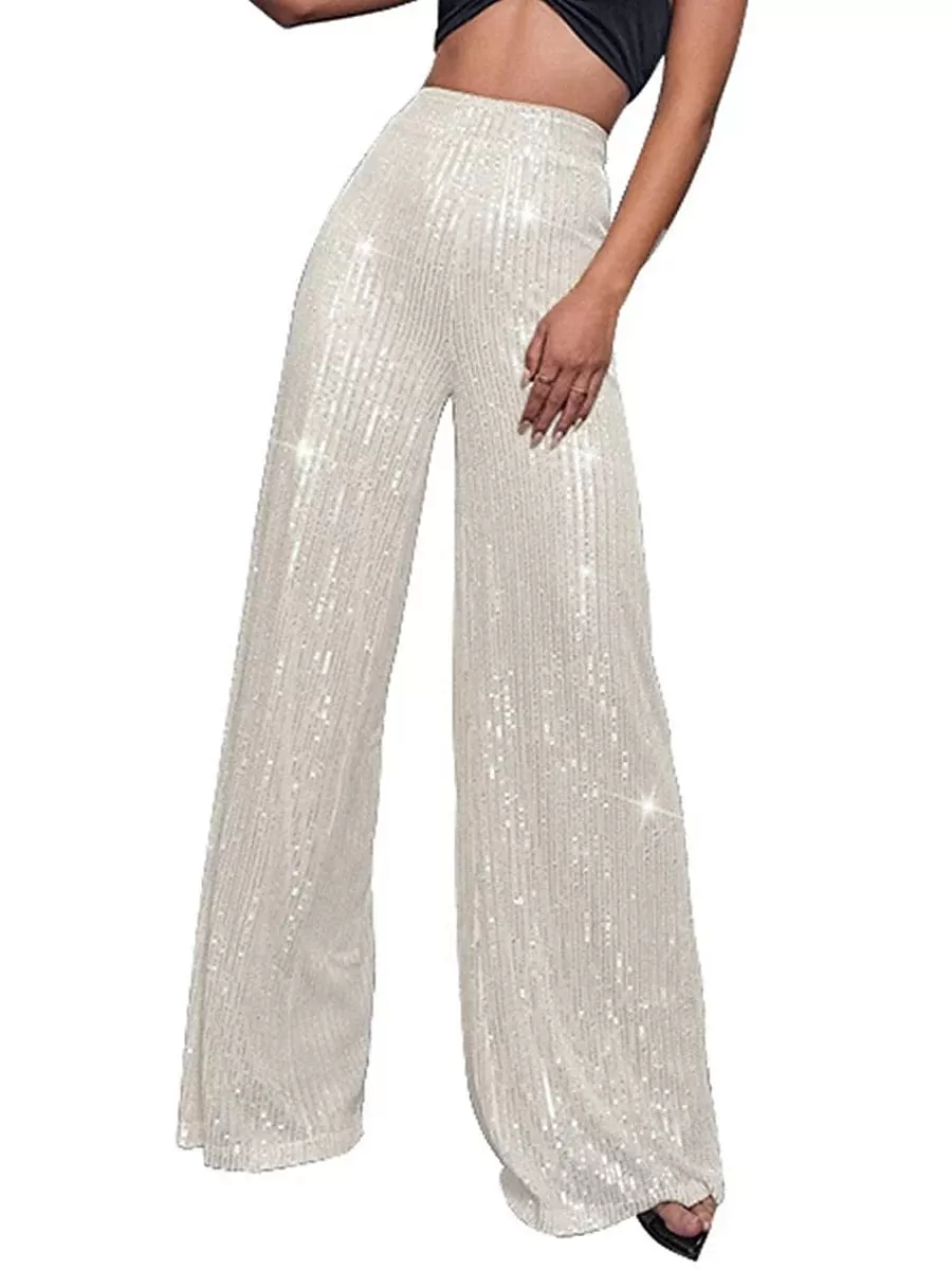 Sequin Wide Leg Pants for Elegant Party and Street Style