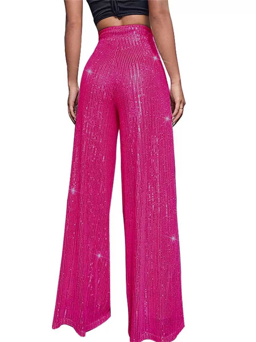 Sequin Wide Leg Pants for Elegant Party and Street Style