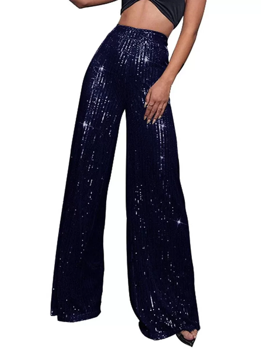 Sequin Wide Leg Pants for Elegant Party and Street Style