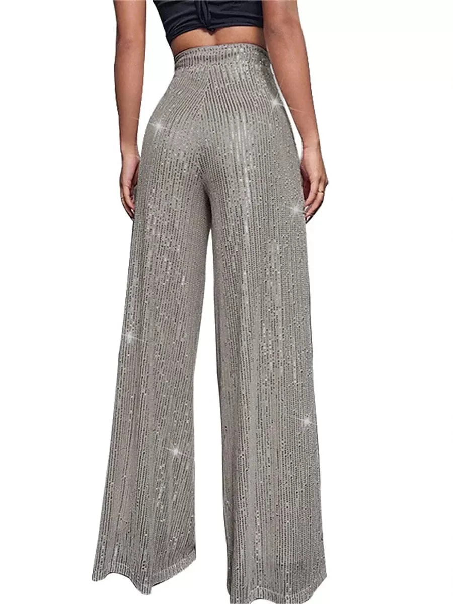 Sequin Wide Leg Pants for Elegant Party and Street Style