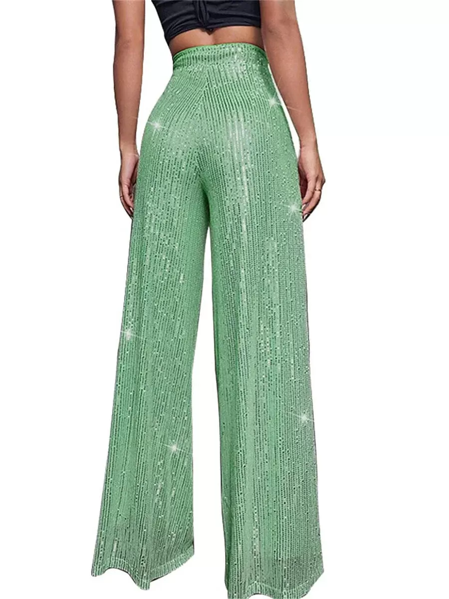 Sequin Wide Leg Pants for Elegant Party and Street Style