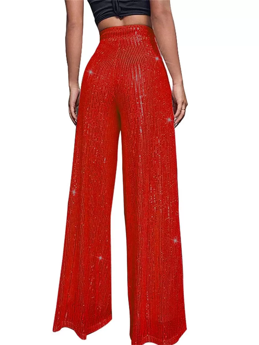 Sequin Wide Leg Pants for Elegant Party and Street Style