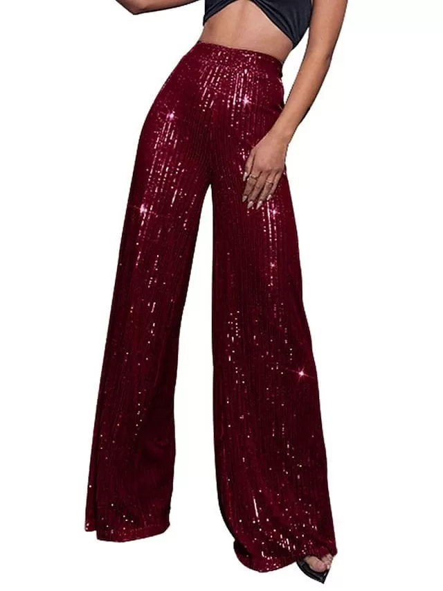 Sequin Wide Leg Pants for Elegant Party and Street Style