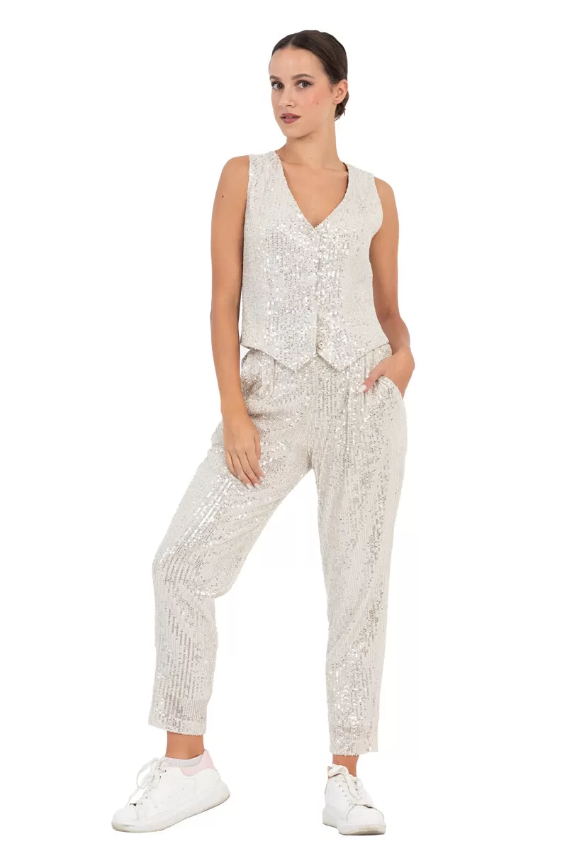 Sequin Women's Suit Vest