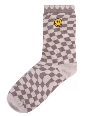 Simply Southern Personality Crew Socks With Grey Checkered Print - Express Yourself with Style and Comfort