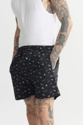 Skateboard Print Black Boxer