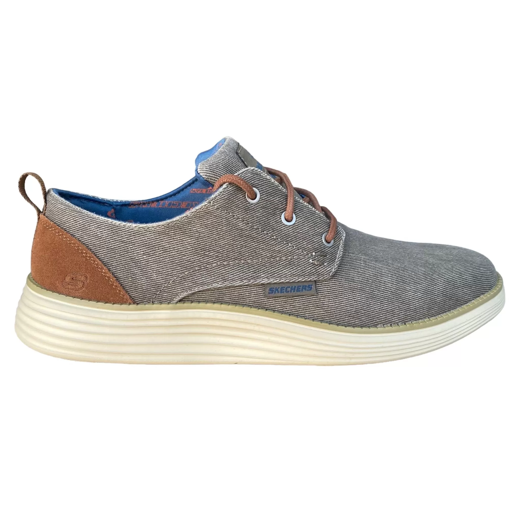 Skechers men's casual shoe in Status 2.0 Pexton 65910 TPE dove gray canvas