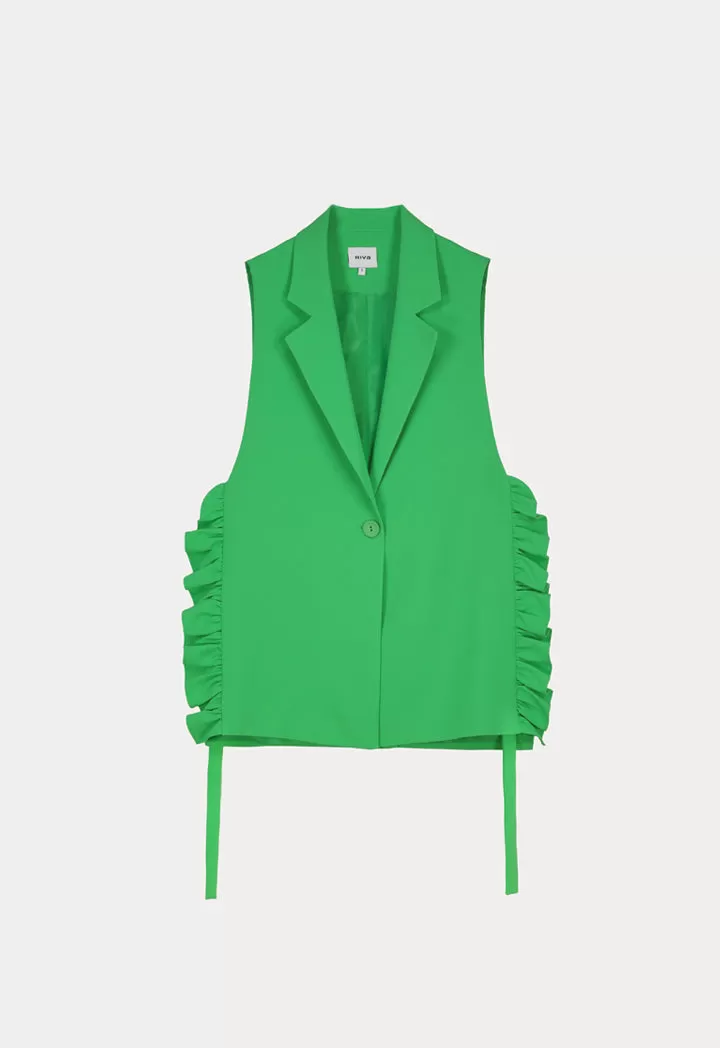 Sleeveless Blazer With Fringed Detail