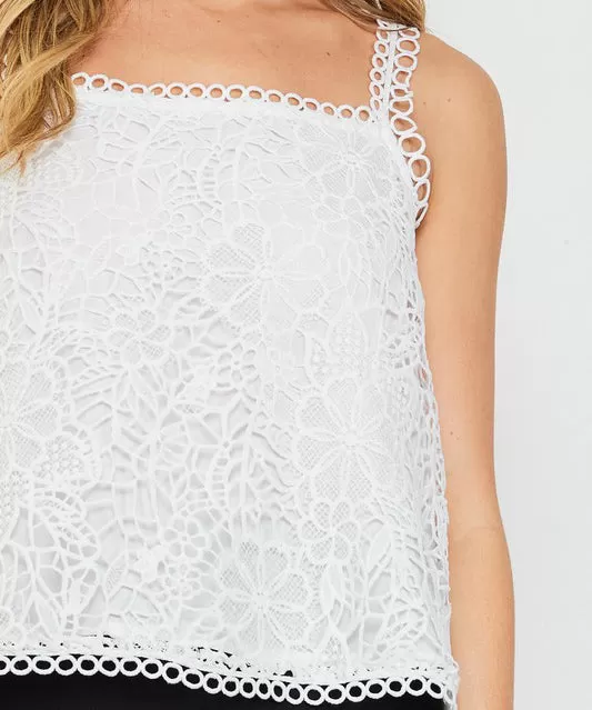 Sleeveless Lace Top - Off White