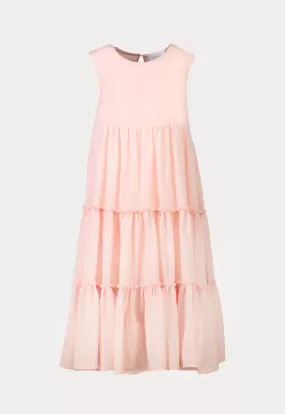 Solid Sleeveless Frill Tiered Flare Dress