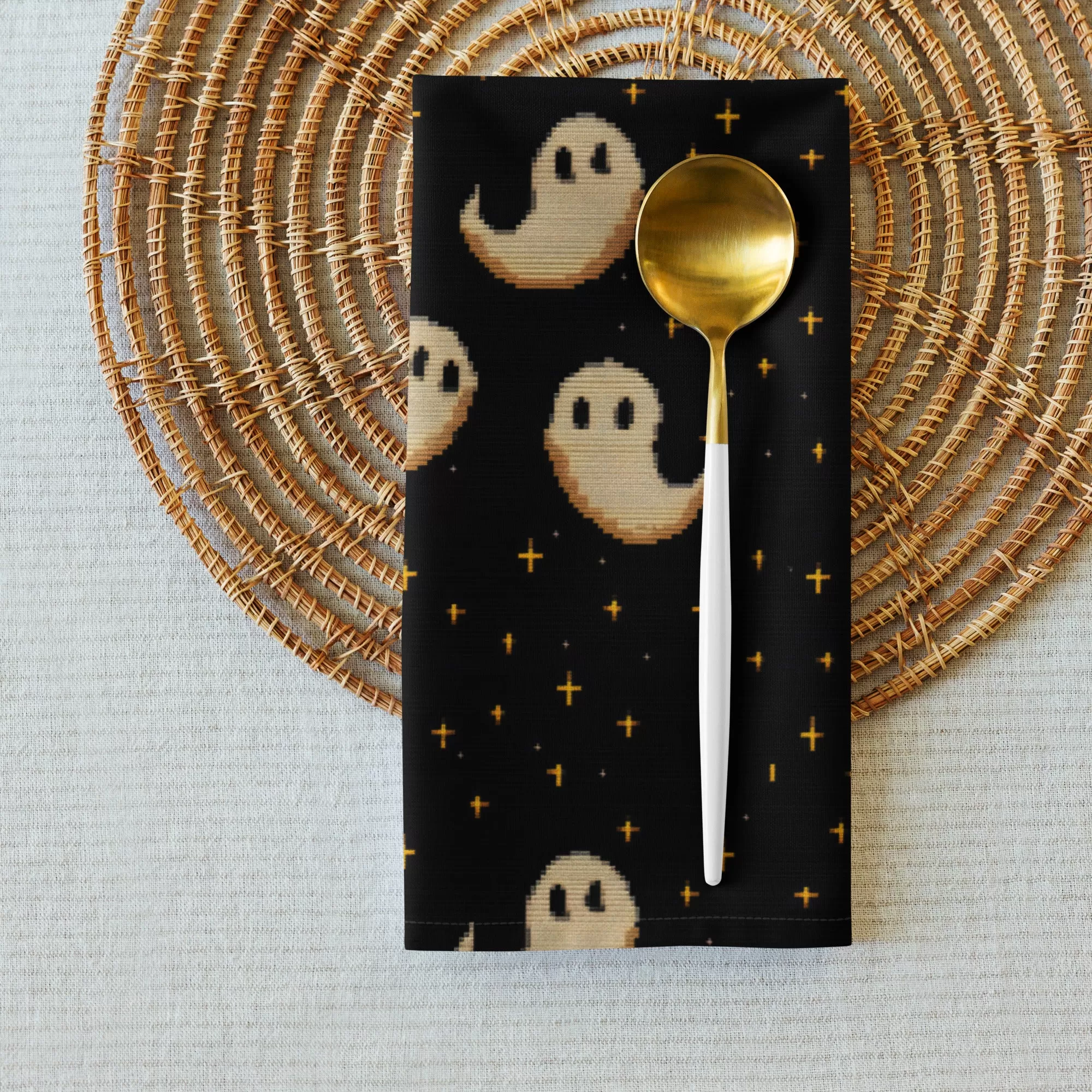 Spooky Soirée Cloth Napkins Set of 4 - Dark Academia Cute Ghosts - Gothic Home Decor - Goth Table Setup